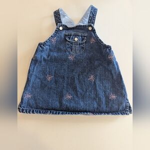 Tommy Hilifiger Baby Girl Denim Dress Floral Embroidery 3-6 Months EUC